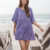 Modinzi Mini Dress Purple / 8 (S) Women’s Sequin Babydoll Mini Dress – Sparkly A-Line Party Dress with Half Sleeves