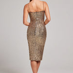 Modinzi Midi dress Women’s Sequin Bodycon Midi Dress – Chain Strap Detail