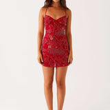 Modinzi Mini Dress Red / 8 (S) Women’s Sequin Cami Mini Dress – Strappy Backless Party Dress