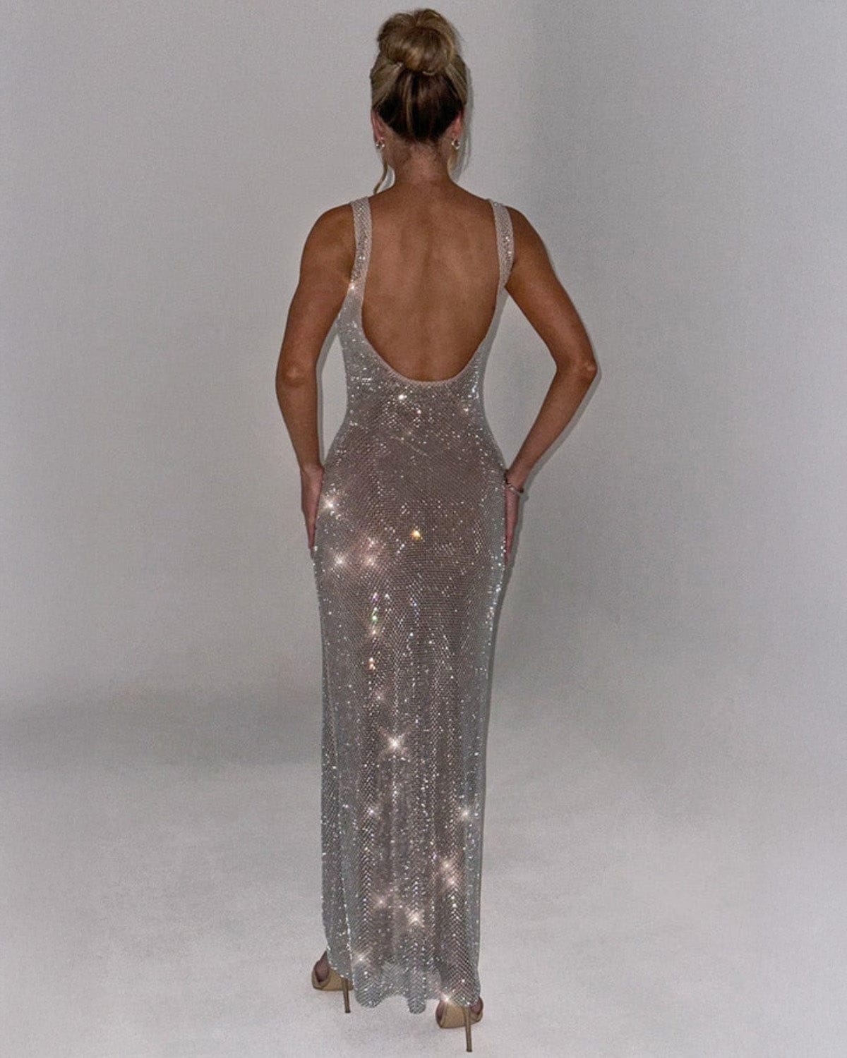 Modinzi Maxi dress Women’s Sequin Evening Gown – Sleeveless Backless Floor-Length Dress