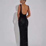Modinzi Maxi dress Women’s Sequin Evening Gown – Sleeveless Backless Floor-Length Dress