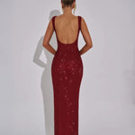 Modinzi Maxi dress Women’s Sequin Evening Gown – Sleeveless Backless Floor-Length Dress