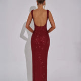 Modinzi Maxi dress Women’s Sequin Evening Gown – Sleeveless Backless Floor-Length Dress