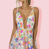 Modinzi Mini Dress White Midi / 8 (S) Women’s Sequin Mini Dress – Plunge V-Neck Backless Party Dress