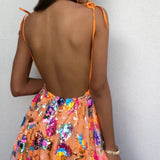 Modinzi Mini Dress Women’s Sequin Mini Dress – Plunge V-Neck Backless Party Dress