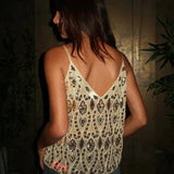 Modinzi tops Women’s Sequin Sheer V-Neck Cami Top – Party & Evening Wear