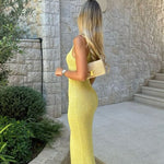 Modinzi Maxi dress Women’s Shimmer Bodycon Maxi Dress – Elegant Scoop Neck Gown