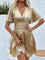 Modinzi Mini Dress Gold / 8 (S) Women’s Shimmer Gold Short Dress – V-Neck Flutter Sleeve