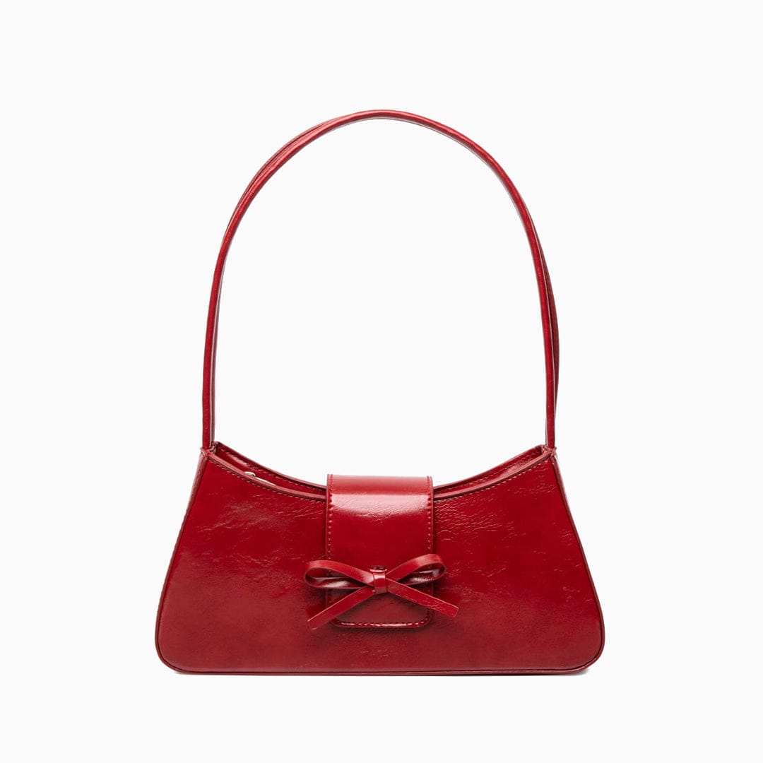 Modinzi bag Red Women’s Shoulder Bag – Bow Detail PU Leather Small Purse