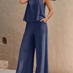 Modinzi Sets Navy Blue / 6 (XS) Women’s Sleeveless Wide-Leg Two-Piece Set – Relaxed Summer Outfit