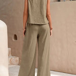 Modinzi Sets Women’s Sleeveless Wide-Leg Two-Piece Set – Relaxed Summer Outfit