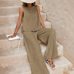 Modinzi Sets Women’s Sleeveless Wide-Leg Two-Piece Set – Relaxed Summer Outfit