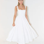 Modinzi Maxi dress White Midi / 8 (S) Women’s Square Neck A-Line Midi Dress – Timeless Tailored Silhouette