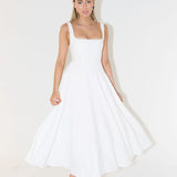 Modinzi Maxi dress White Midi / 8 (S) Women’s Square Neck A-Line Midi Dress – Timeless Tailored Silhouette