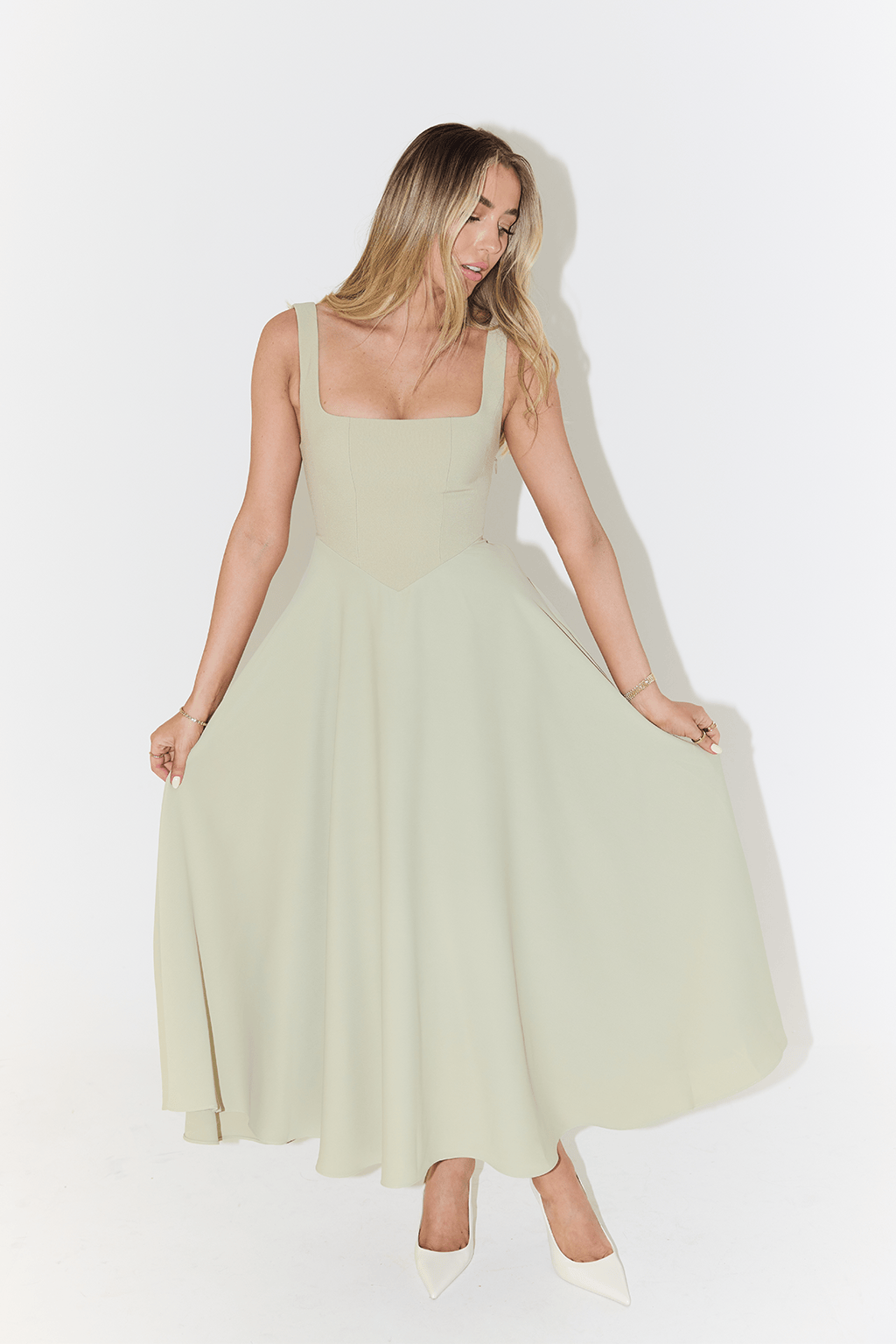 Modinzi Maxi dress Women’s Square Neck A-Line Midi Dress – Timeless Tailored Silhouette