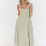 Modinzi Maxi dress Women’s Square Neck A-Line Midi Dress – Timeless Tailored Silhouette