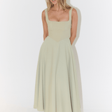 Modinzi Maxi dress Women’s Square Neck A-Line Midi Dress – Timeless Tailored Silhouette