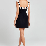 Modinzi Mini Dress Women’s Square Neck Mini Dress – Modern Floral Accent A-Line Dress