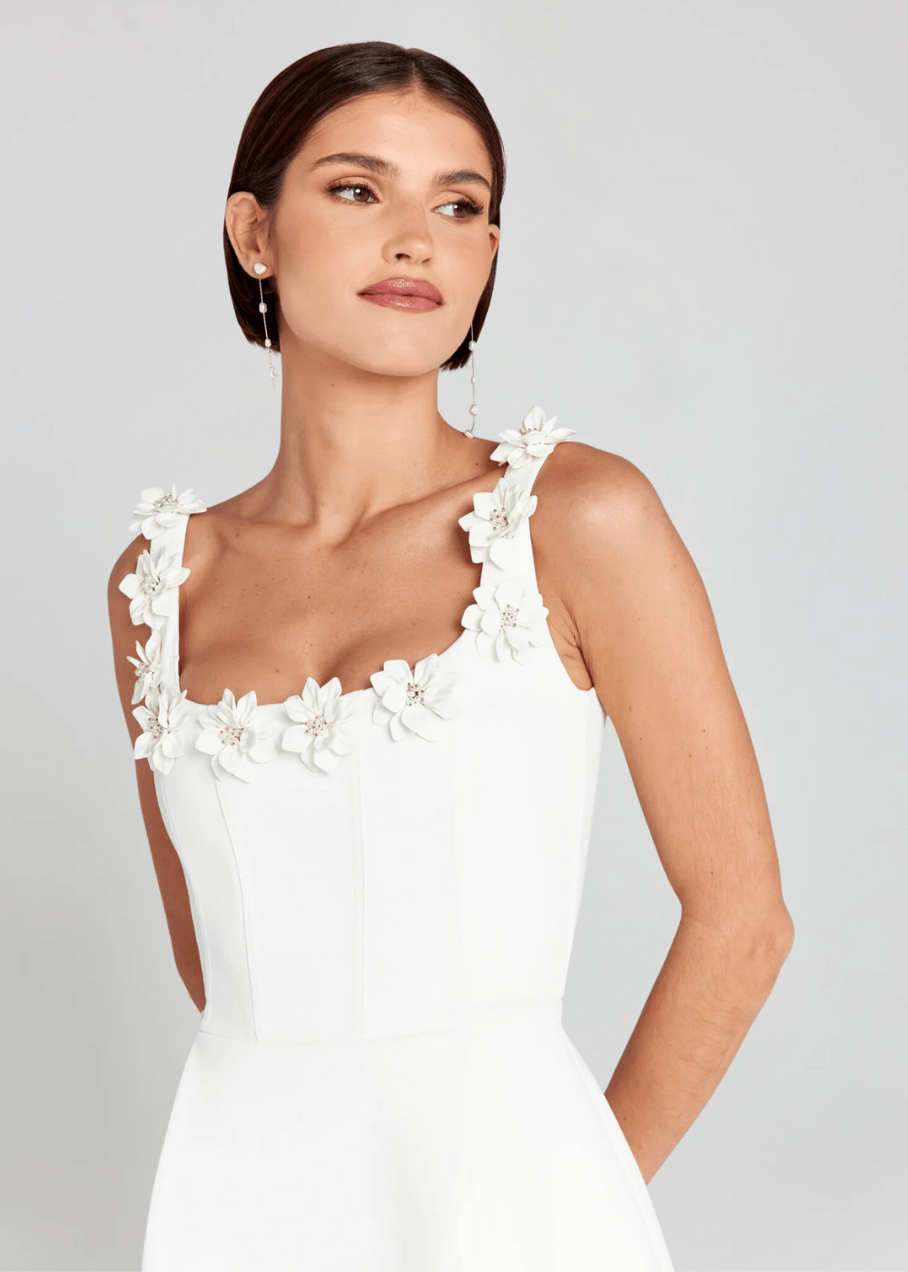 Modinzi Mini Dress Women’s Square Neck Mini Dress – Modern Floral Accent A-Line Dress