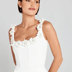 Modinzi Mini Dress Women’s Square Neck Mini Dress – Modern Floral Accent A-Line Dress