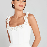 Modinzi Mini Dress Women’s Square Neck Mini Dress – Modern Floral Accent A-Line Dress