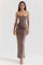 Modinzi Maxi dress Brown / 6 (XS) Women’s Strapless Corset Maxi Dress – Elegant Draped Evening Gown