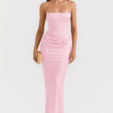 Modinzi Maxi dress Pink / 6 (XS) Women’s Strapless Corset Maxi Dress – Elegant Draped Evening Gown