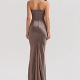 Modinzi Maxi dress Women’s Strapless Corset Maxi Dress – Elegant Draped Evening Gown