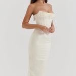 Modinzi Midi dress Women’s Strapless Corset Midi Dress – Pearl Beaded Bustier Evening Gown