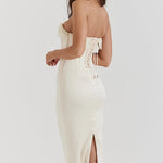 Modinzi Midi dress Women’s Strapless Corset Midi Dress – Pearl Beaded Bustier Evening Gown