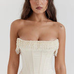 Modinzi Midi dress Women’s Strapless Corset Midi Dress – Pearl Beaded Bustier Evening Gown