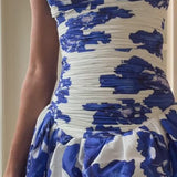 Modinzi Maxi dress Women’s Strapless Floral Maxi Dress – Ruched Bodice Split Gown