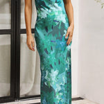 Modinzi Maxi dress Women’s Strapless Floral Satin Midi Dress – Elegant Backless Summer Occasion Dress