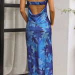 Modinzi Maxi dress Women’s Strapless Floral Satin Midi Dress – Elegant Backless Summer Occasion Dress