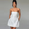 Modinzi Mini Dress White / 6 (XS) Women’s Strapless Jacquard Mini Dress – Bow-Back Cocktail Dress