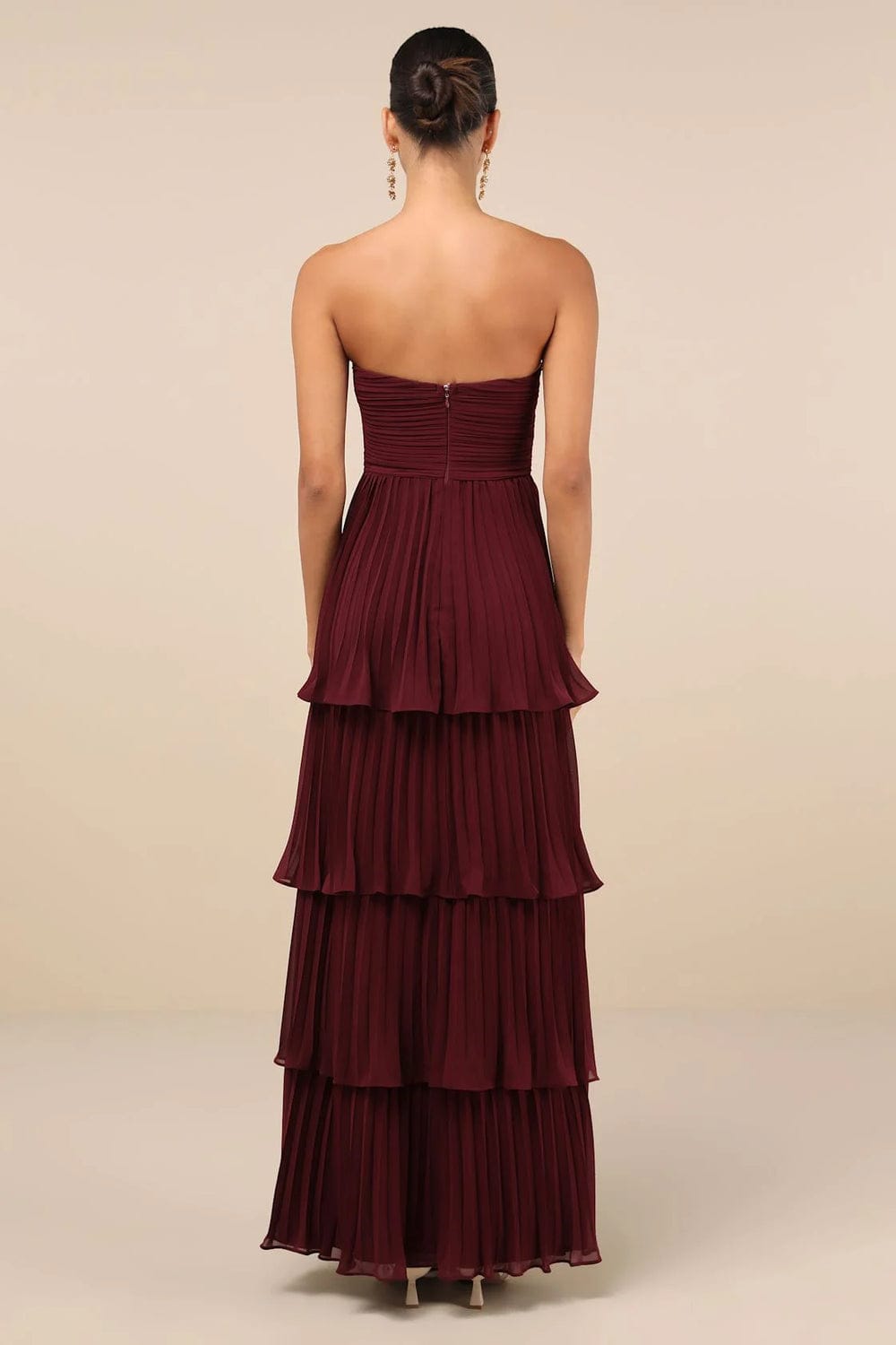 Modinzi Maxi dress Women’s Strapless Pleated Tiered Maxi Dress – Formal Evening Gown