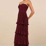 Modinzi Maxi dress Women’s Strapless Pleated Tiered Maxi Dress – Formal Evening Gown