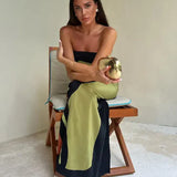 Modinzi Maxi dress Women’s Strapless Summer Maxi Dress – Abstract Floral Print Black Green