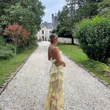 Modinzi Maxi dress Women’s Tiered Ruffle Maxi Dress – Floral Print Spaghetti Strap Evening Dress