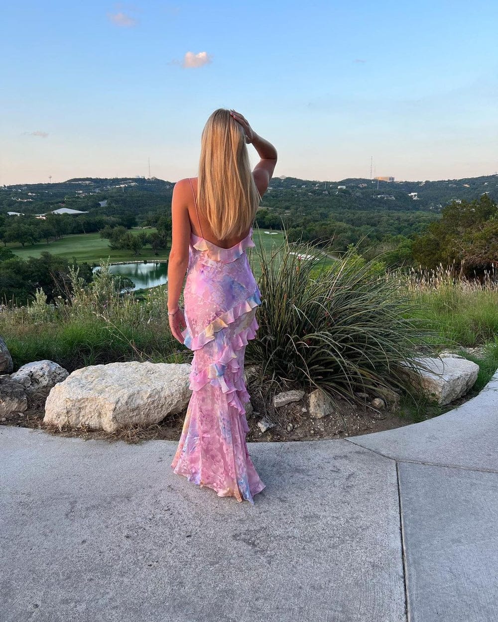 Modinzi Maxi dress Women’s Tiered Ruffle Maxi Dress – Floral Print Spaghetti Strap Evening Dress