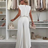 Modinzi Sets Women’s Viscose Wide-Leg Pleated Trousers & Sleeveless Blouse Set – Essence Collection