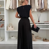 Modinzi Sets Women’s Viscose Wide-Leg Pleated Trousers & Sleeveless Blouse Set – Essence Collection