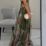 Modinzi Maxi dress Women's Watercolor Chiffon Maxi Dress – Spaghetti Strap Backless Evening Gown