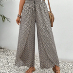 Modinzi Trousers black / 8 (S) Women’s Wide Leg Printed Trousers – High Waist Lightweight Summer Pants