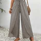 Modinzi Trousers black / 8 (S) Women’s Wide Leg Printed Trousers – High Waist Lightweight Summer Pants